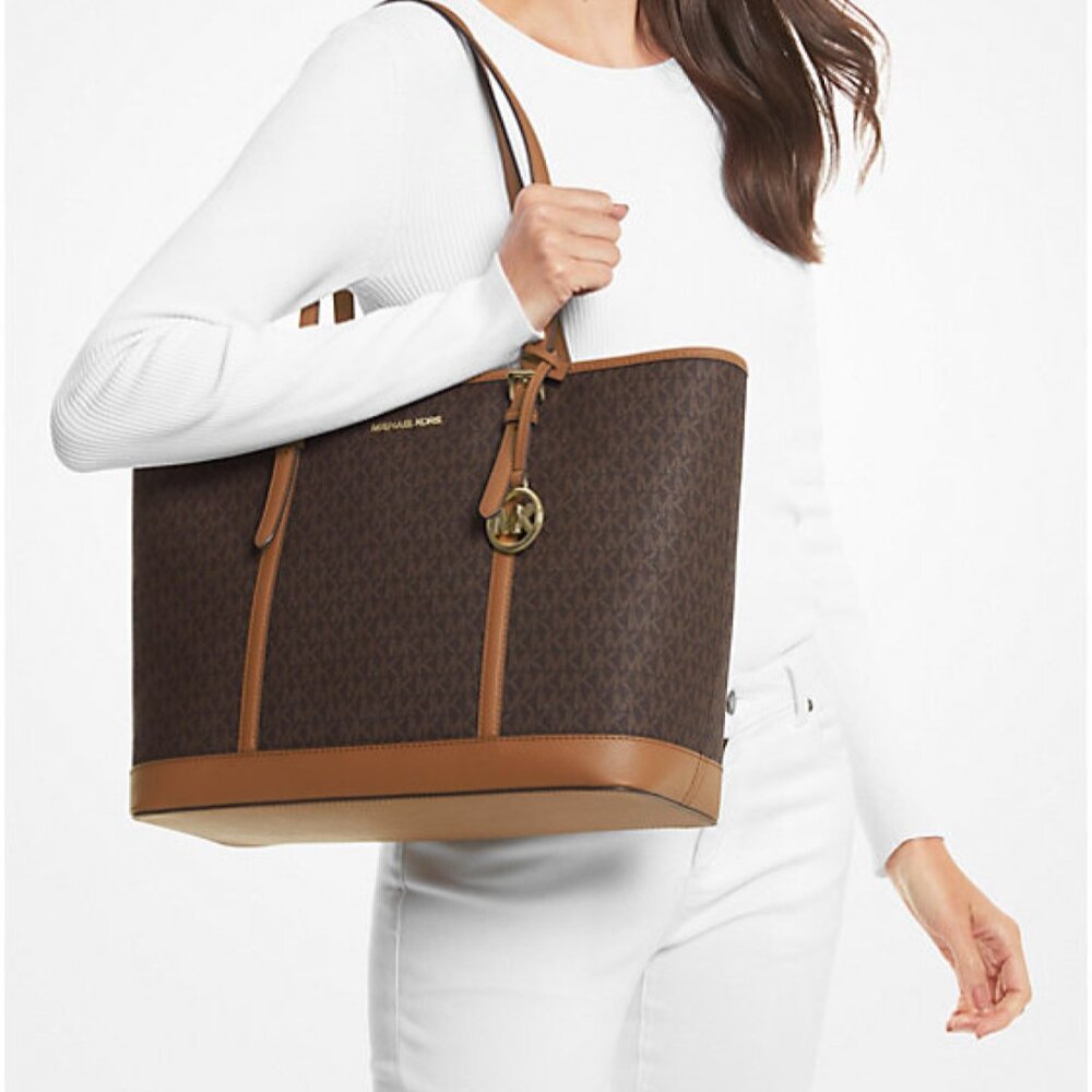 MICHAEL Michael Kors Jet Set Travel Large Logo Tote Bag 35T0GTVT3V BROWN - Picture 3 of 9